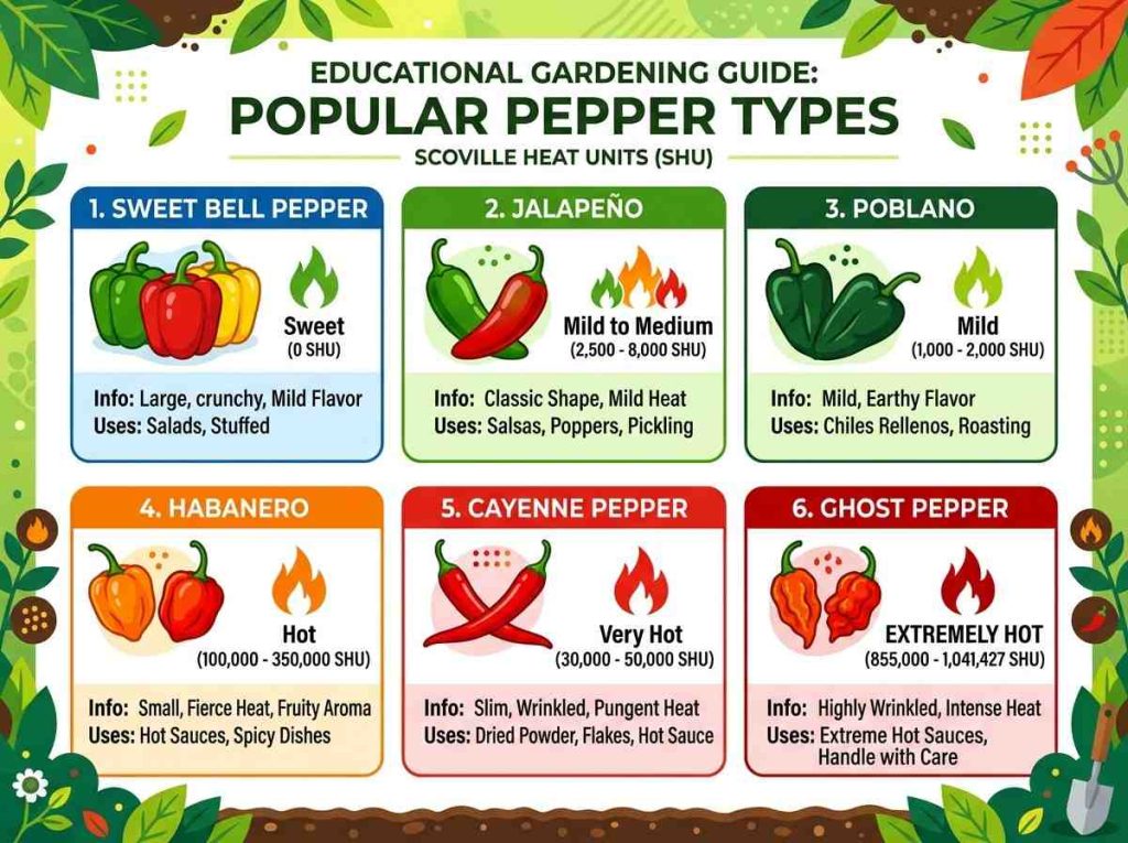Types of Peppers to Grow in a home vegetable garden for diverse harvests