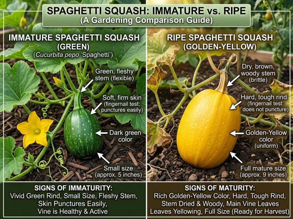 When to Pick Spaghetti Squash demonstrating signs of ripeness and proper harvest timing