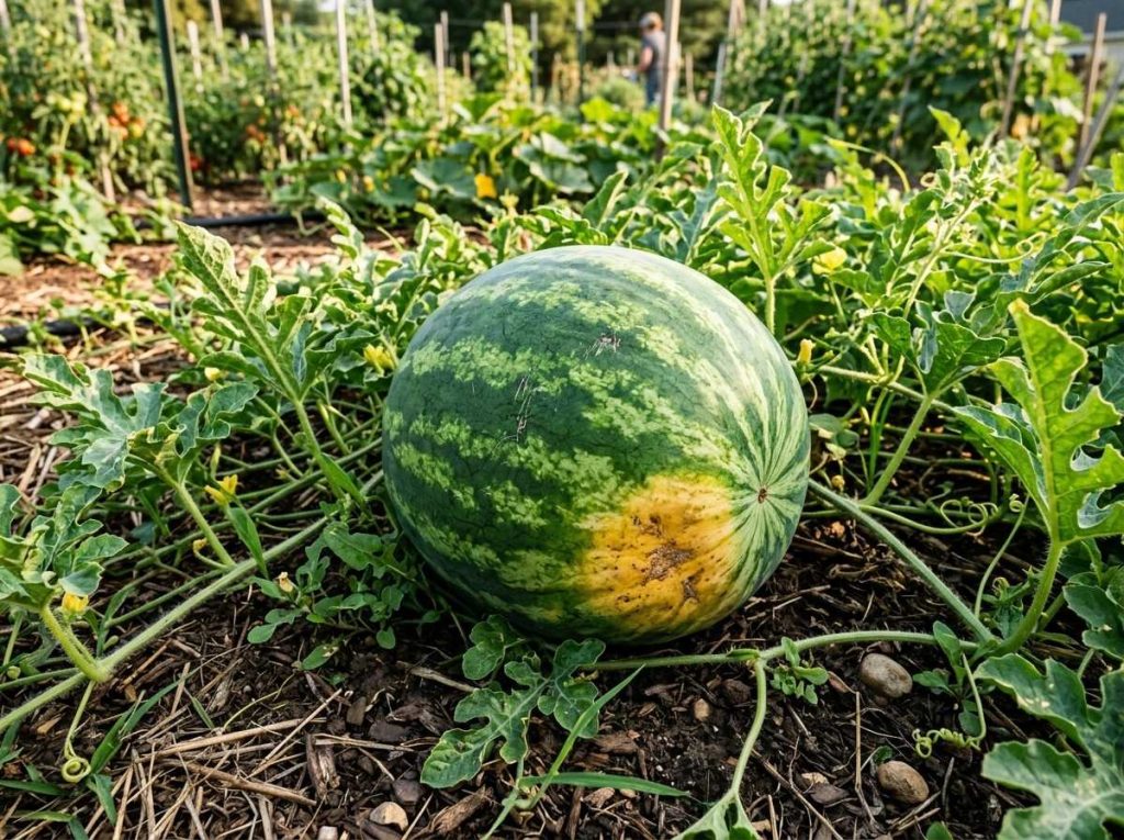 Beginner guide on When to Pick Watermelon with signs of fruit ripeness and maturity