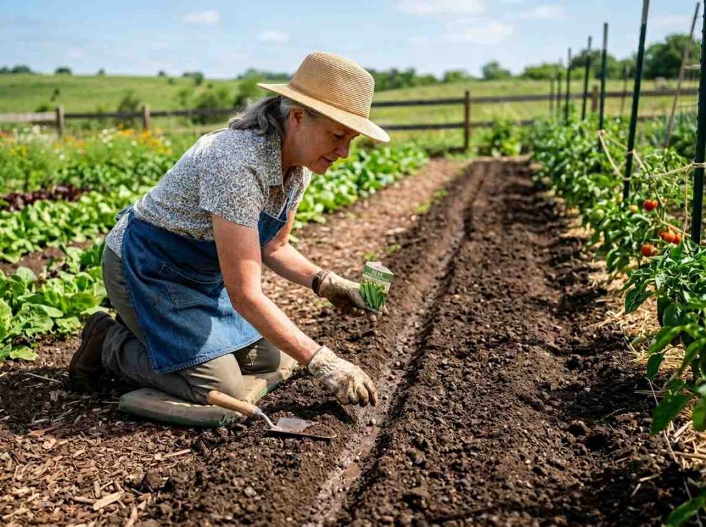 When to Plant Okra in Oklahoma showing okra seedlings growing in warm garden soil