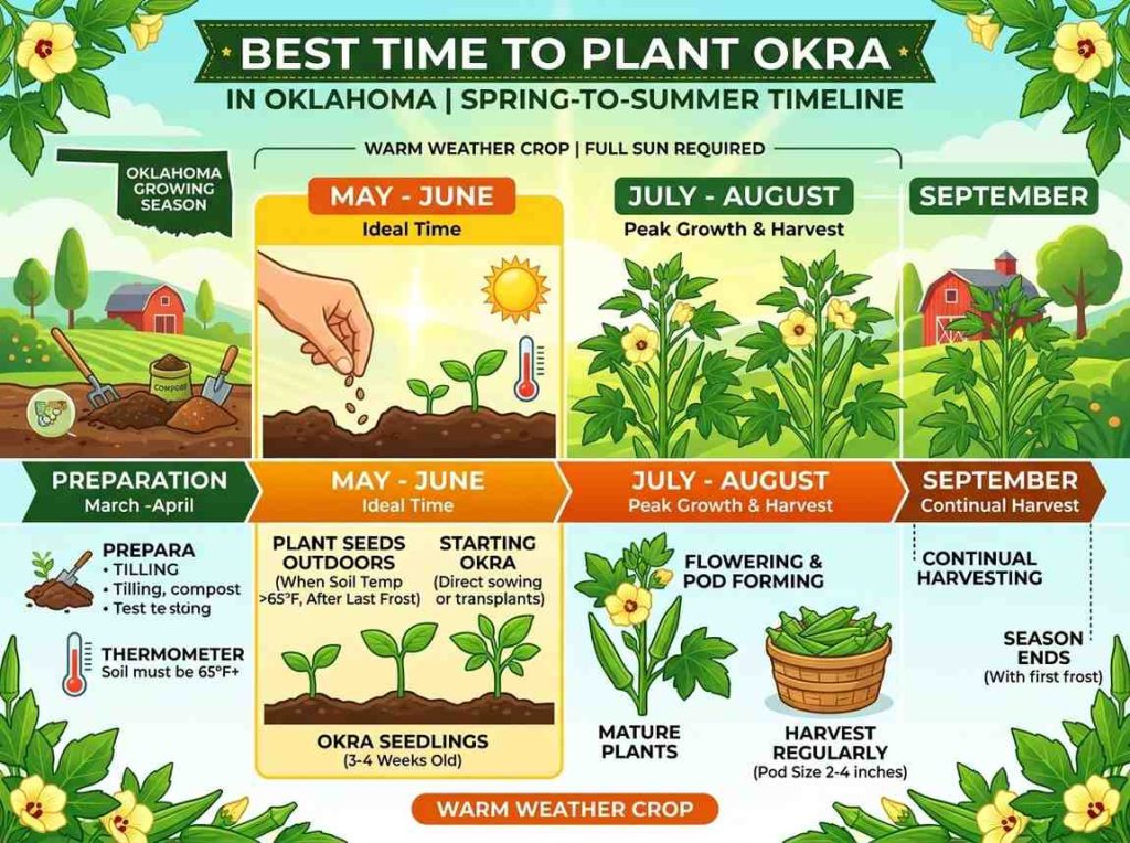 When to Plant Okra in Oklahoma during spring and early summer growing season