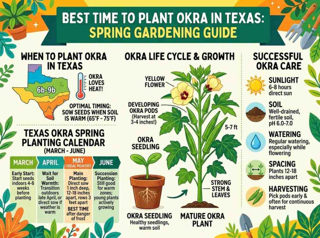 When to Plant Okra in Texas during spring and early summer growing season