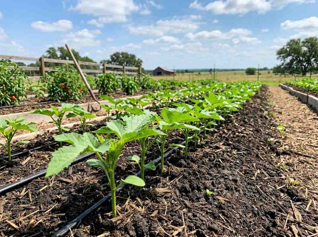 When to Plant Okra in Texas with healthy plants thriving in sunny conditions
