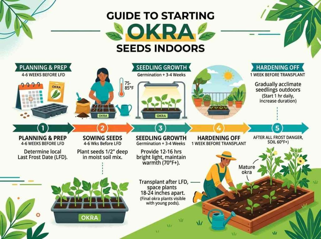 When to Start Okra Seeds Indoors for strong transplants and productive harvests