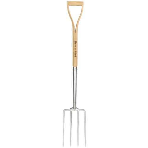 Berry&Bird Gardening Digging Fork, 4-Tine Stainless Steel Pitchfork, 43.9