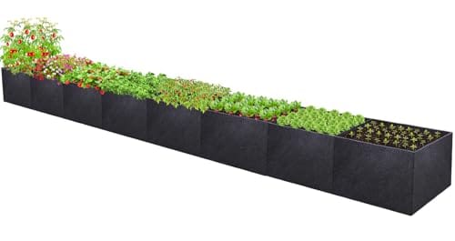 POILKMNI 16x2x1ft Fabric Raised Garden Bed - Outdoor Planter Box Non-Woven Fabric Patio Planting Bed Garden Grow Bed Bag for Growing Herbs, Flowers and Vegetables