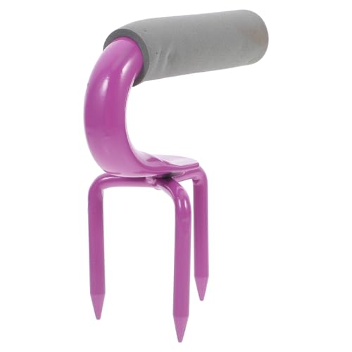 GOOHOCHY Manual Garden Tiller Hand Cultivator Soil Ripper Tool with Carrying Case for Lawn Loosening and Small Garden Aerating, Purple Hand Fork for Gardening and Yard Use