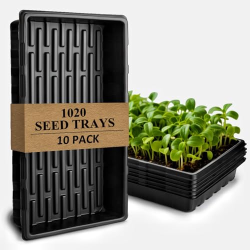 10-Pack Heavy-Duty 1020 Seed Trays – Durable, Extra-Thick Plastic Flats for Seed Starting, Microgreens & Transplanting – Fits 7.3'' Humidity Dome and 4'' Planter (21