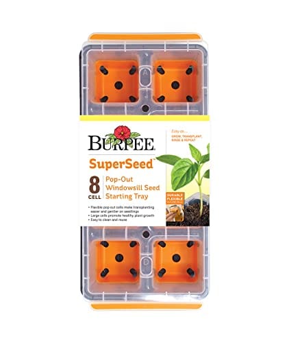 Burpee SuperSeed Windowsill Seed Starting Tray| 8 XL Cell| Reusable & Dishwasher Safe| for Vegetable, Flower & Herb Seeds| Window Garden Seed Starter Kit| Green