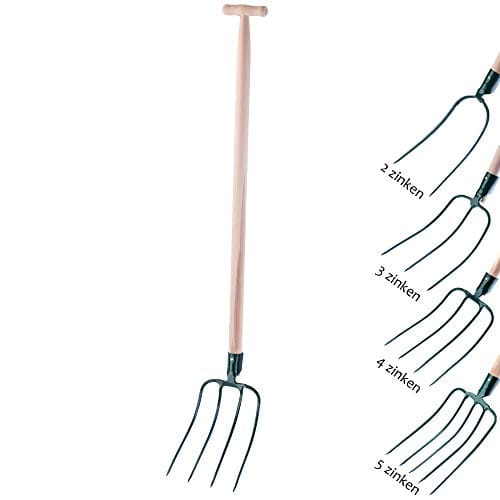 KADAX Hayfagel, Forke, Spade Fork, Grave Grave, Pitchfork, Fork per Giardino, Fork con Manico in Legno, forchetta da Giardino in Acciaio di Alta qualità, Forcella di sterco, forchetta da Giardino