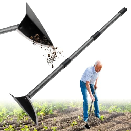 Garden Hoe, Heavy Duty Trenching Hoes with 60 Inch Long Handle, Sharp Edge Triangle Weeding Hoe Garden Tools for Weeds Removal,Cultivating,Digging,Loosen Soil, Trenching, Landscaping Manual Weeder