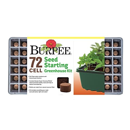 Burpee Greenhouse Indoor Starting Herbs, Flowers and Vegetables | Includes Dome, Watering, Seed Starter Tray, Coir Pellets | 10