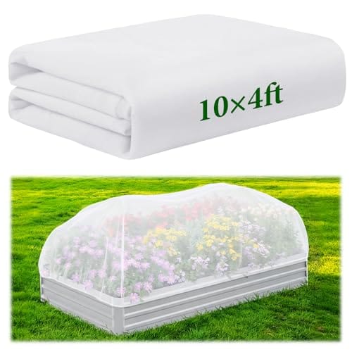 MUDEREK 4x10ft White Shade Cloth for Raised Beds Garden Sun Shade Cloth for Vegetables Non-Woven Light Sunshade Cloths for Garden White Plant Shade Cloths for Raised Bed to Protect Plants