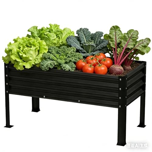 Yardbliss Large Galvanized Raised Garden Bed Outdoor with Legs, Load Capacity 1200LB, 48x26x30in Raised Garden Bed, for Backyard/Patio/Balcony/Gardening/Vegetables Flowers, Black