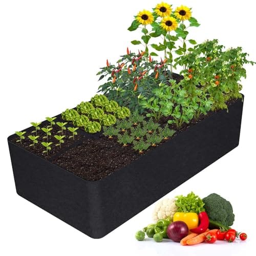 KLEWEE Fabric Raised Garden Bed, 128 Gallon 6 x 3FT Garden Growing Bags for Planting Vegetables, Flowers and Herbs, Breathable Plant Bed Large Grow Planter Bags 8 Grids