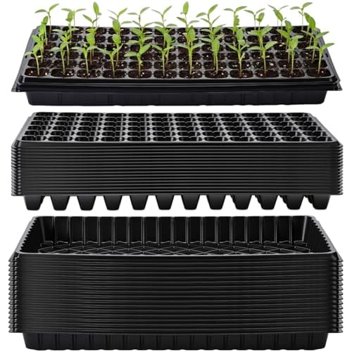 Vesici 32 Pack Seed Starter Trays, 72 Cell Seedling Trays with 1020 Flat Tray, Deep Plug Nursery Plant Pots for Germination, Water Collection, Indoor Outdoor Seed Starting & Transplanting