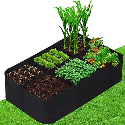 CJGQ Fabric Raised Garden Bed 4x2x1ft Garden Grow Bed Bags for Growing Herbs, Flowers and Vegetables 55 Gallon