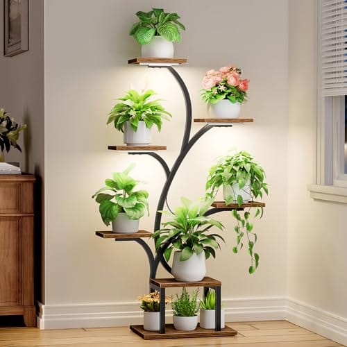 BACEKOLL Plant Stand Indoor with Grow Lights, 7 Tiered Indoor Plant Shelf, 49