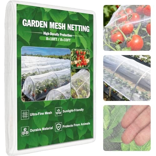 FEED GARDEN Garden Netting 8x10FT Ultra-Fine Mesh PE Cover for Vegetables Fruits Garden Row Cover Raised Bed Durable Protection from Birds Animals