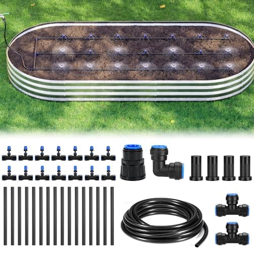 HIRALIY Raised Bed Drip Irrigation Kit Medium, DIY Garden Grid Watering System, Garden Irrigation System, for Flower Bed up to 3 x 8FT