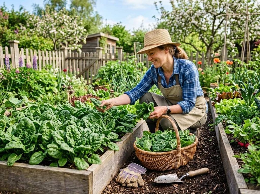 Bloomsdale Long Standing Spinach producing fresh, flavorful leaves for home gardeners and kitchen harvests.