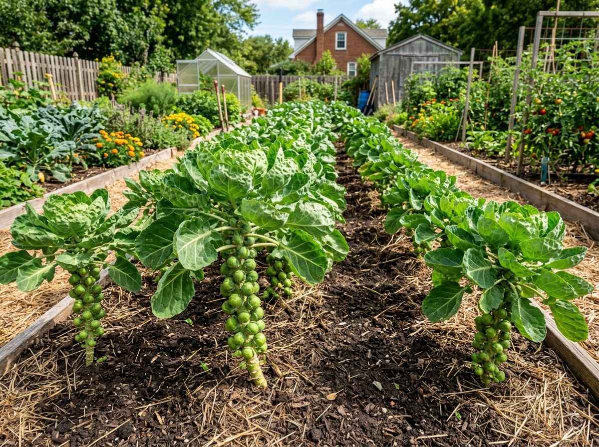 Brussel Sprout Plant Spacing showing the correct distance between healthy plants for optimal growth.