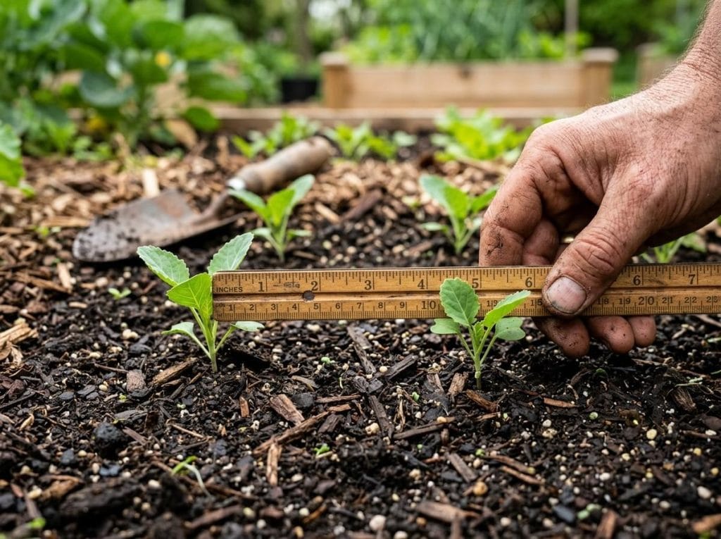 Brussel Sprout Plant Spacing for improving airflow, healthy growth, and larger sprout production.