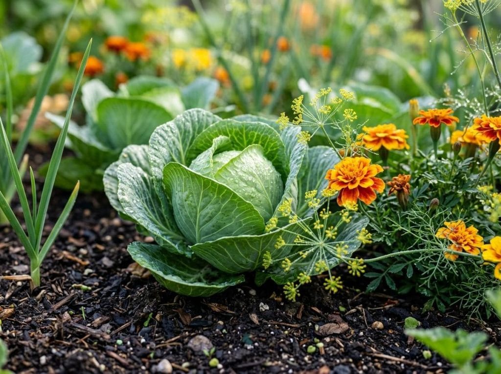 Companion Planting With Cabbage with a thriving vegetable garden using companion planting to improve harvests.