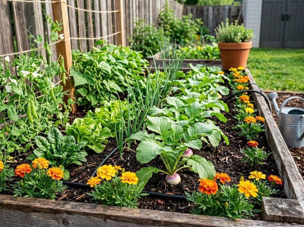 Companion Planting With Turnips with a thriving vegetable garden using companion planting for improved harvests.