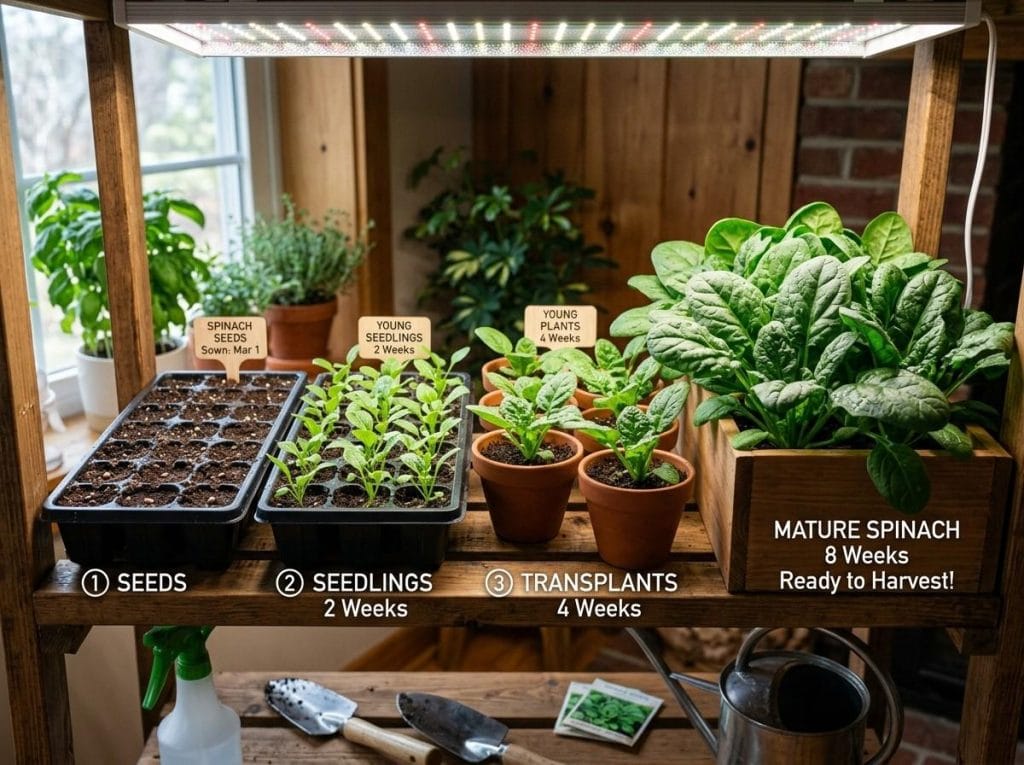 Beginner guide on Growing Spinach Indoors using pots and quality potting soil