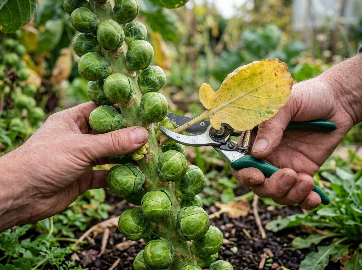 How Do I Trim Brussel Sprouts using proper pruning techniques for larger and healthier sprouts.