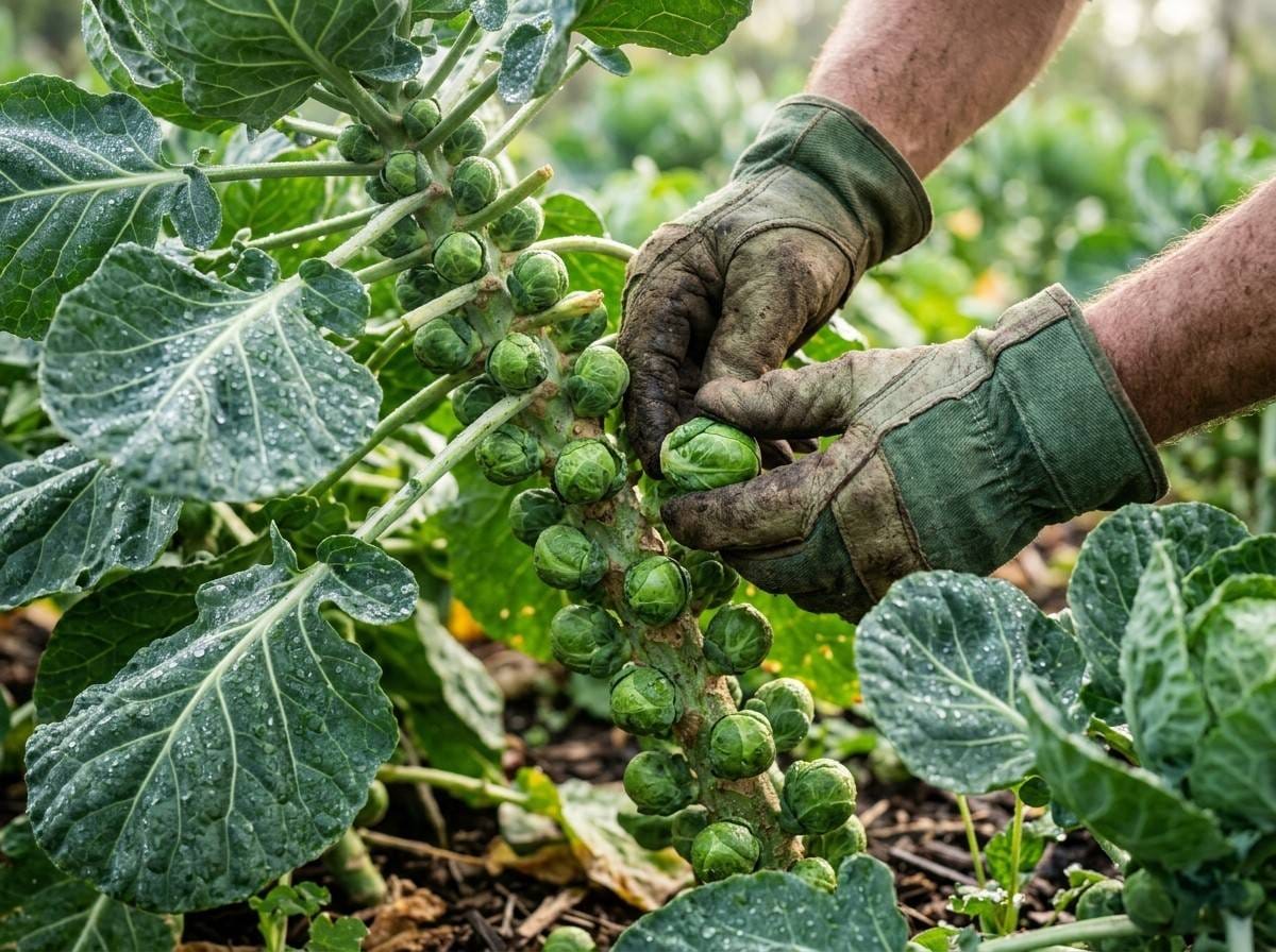 How to Harvest Brussel Sprouts using the proper harvesting technique for fresh, flavorful sprouts.