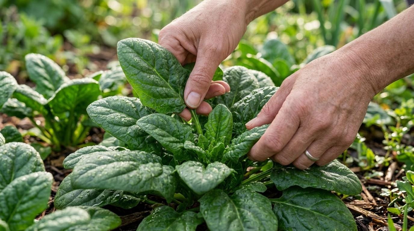 How to Harvest Spinach using the cut-and-come-again method for continuous leafy green harvests.