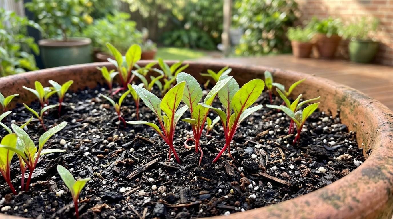 How to Plant Beets in Containers by sowing beet seeds in deep pots filled with fertile, well-drained potting soil.
