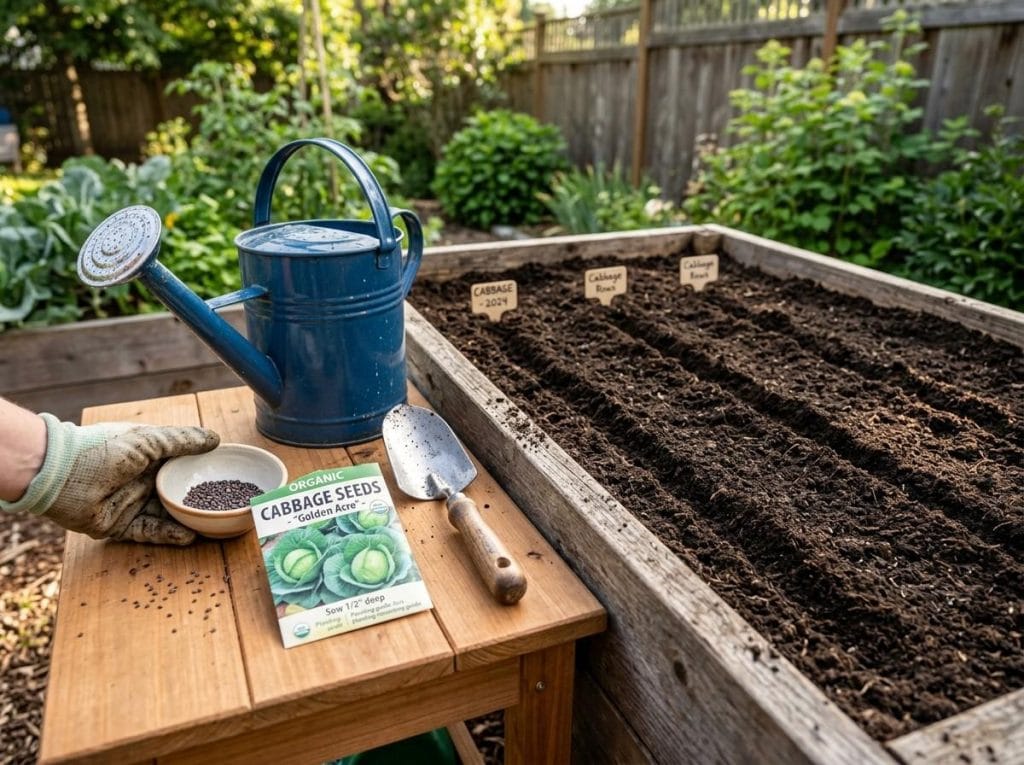 How to Plant Cabbage Seeds in seed trays with proper spacing and consistent moisture for strong seedlings.