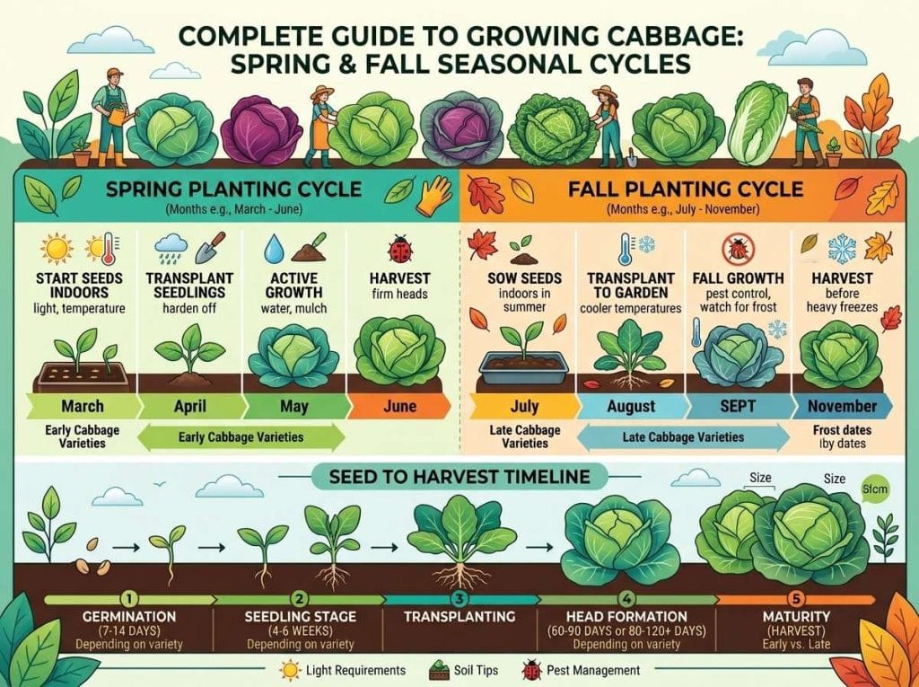Beginner guide on When is Cabbage in Season with mature cabbage ready for harvest