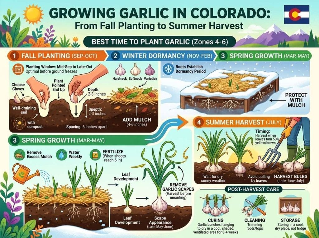 When to Plant Garlic in Colorado demonstrating the ideal planting season for a successful harvest