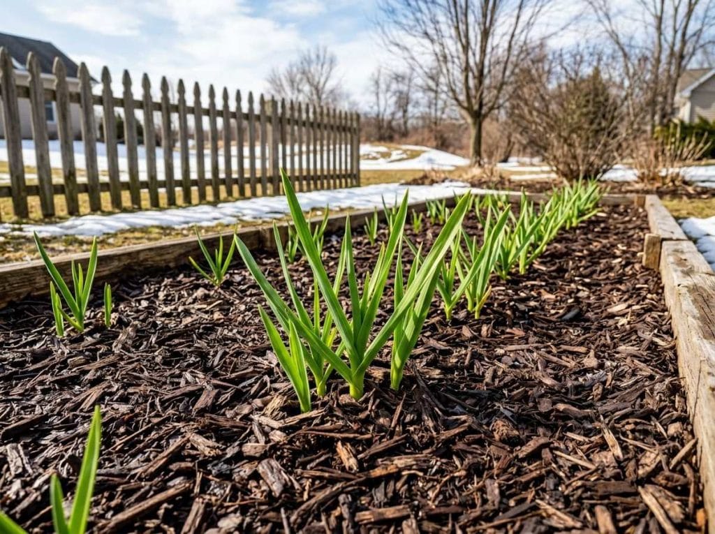 When to Plant Garlic in Michigan in a raised garden bed with rich organic soil and full sun exposure.