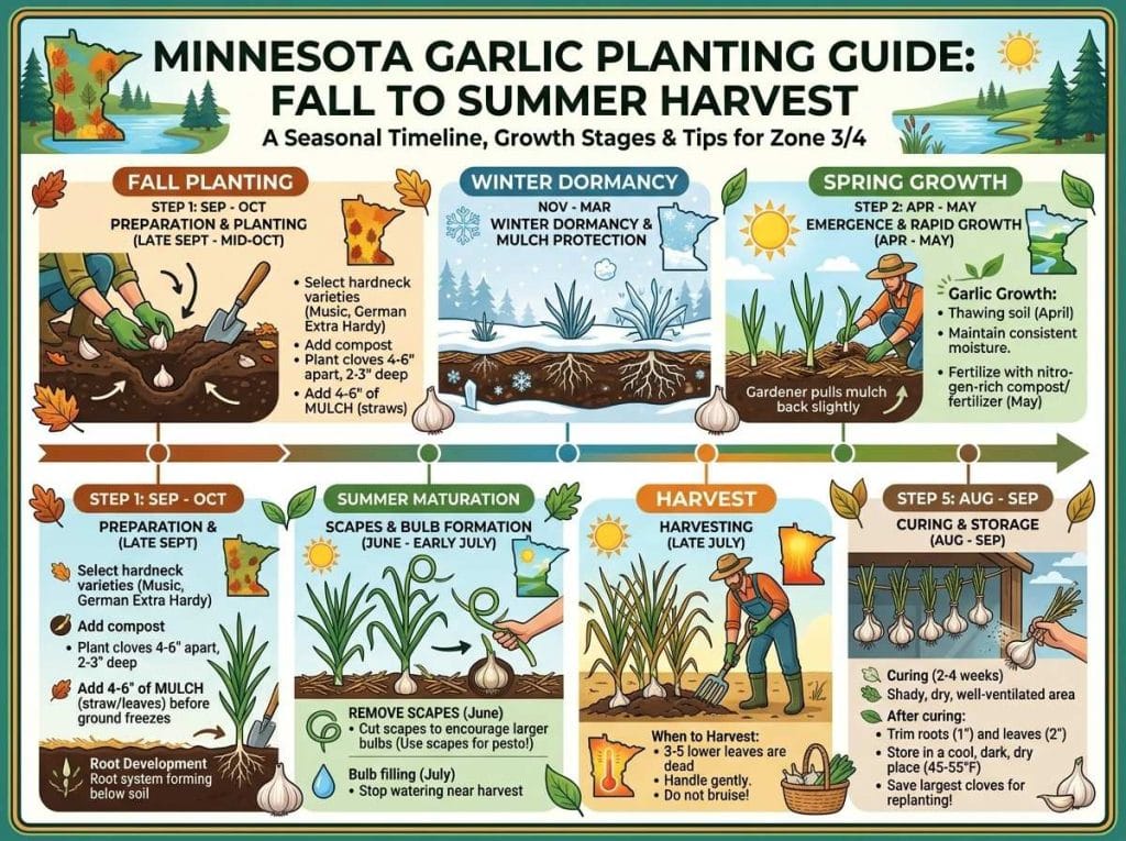 When to Plant Garlic in Minnesota for a productive harvest of large flavorful garlic bulbs