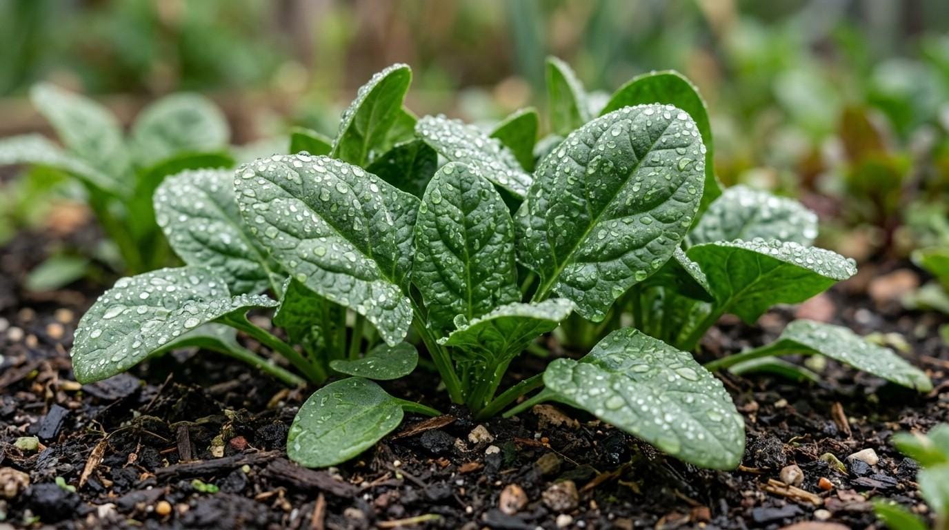 Where Does Spinach Grow featuring a thriving backyard vegetable garden with mature spinach ready for harvest.