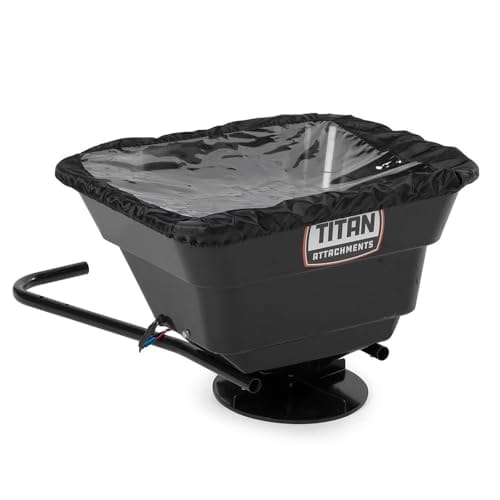 Titan Attachments 12 Volt ATV/UTV Broadcast Spreader, 80 LB Capacity, Back or Front Mounting for ATV, UTV, Or Utility Tractor, Lawn and Garden Seed Spreader with Rain Cover