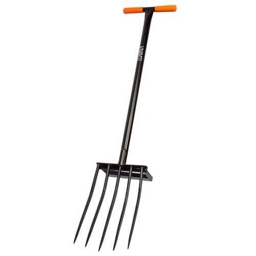 VNIMTI Heavy Duty Pitch Fork, 45-Inch Garden Fork with Strong Steel Tines, Long Handle Pitchfork for Gardening