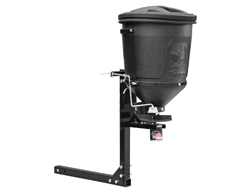 Buyers Products UTVS16 UTV Broadcast Spreader with Lid, 150 lb Capacity, Receiver Hitch Mount, for Salt, Grass Seed, Fertilizer & Feed, Adjustable Flow Gate, 12V Motor, Poly Hopper, All Season Use