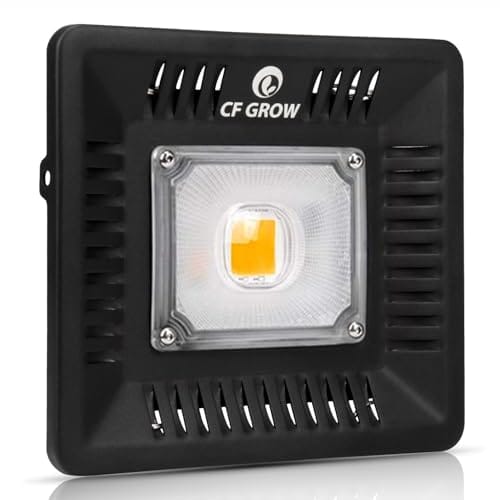 Waterproof 100W LED Grow Light Full Spectrum, CFGROW 3500K White COB LED Grow Light, Natural Heat Dissipation Without Noise, Suitable for Plants All Growing Stage Indoor or Outdoor.