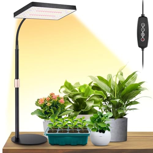 LBW Desk Grow Light, Full Spectrum Plant Light for Indoor Plants, Grow Lamps with 4/8/12H Timer, 10