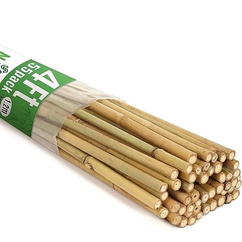 SWANGSA 55 Pack Bamboo Stakes 4 Feet, Garden Stakes for Plants Support, Tomatoes, Beans, Flowers, Climbing Plants, Indoor and Outdoor