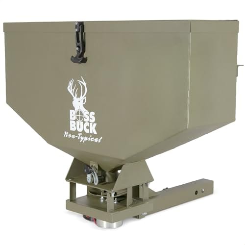 Boss Buck ATV Seeder Spreader w/Wireless Control & Adjustable Flow, 80 lb Capacity - Lawn, Garden & Farming Equipment w/ 2-inch Receiver Hitch, Spreads Feed, Seed, Salt & Fertilizer