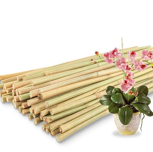 50Pcs / 18 inch Bamboo Plant Stakes for Indoor Outdoor Plants, Garden Plant Support Sticks, Poles for Tomato Vegetables Beans Trees Potted Climbing Plants(0.32''-0.4'')