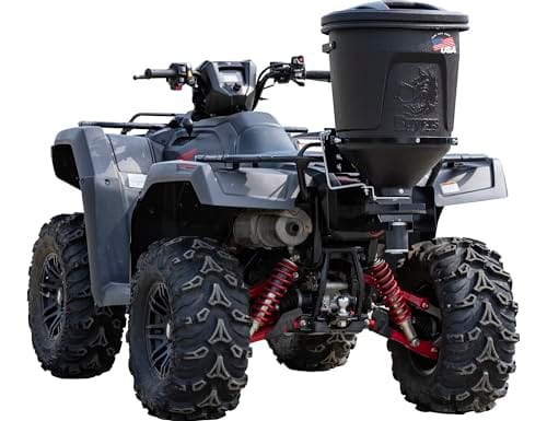 Buyers Products ATVS15A ATV All-Purpose 12V Broadcast Spreader, 15 Gallon Hopper, 5-30 ft Spread Width, Mounts to Utility Rack, 4 Wheeler Spreader for Seed, Fertilizer, Rock Salt, Deer Feed and Lawn