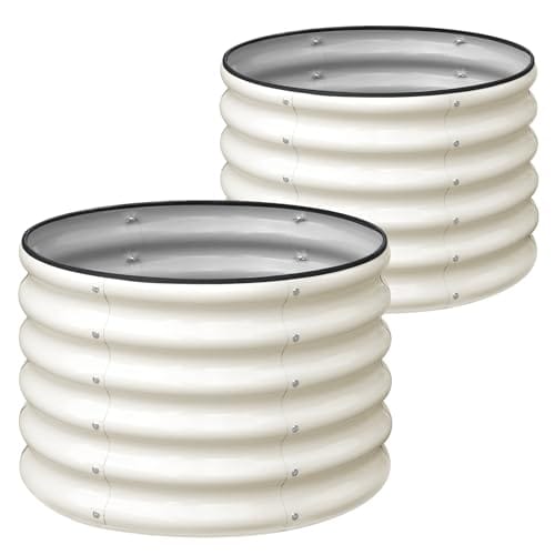 SnugNiture Raised Garden Bed, 2 PCS 2×2×1.5ft Round Galvanized Outdoor Planter Box, 17